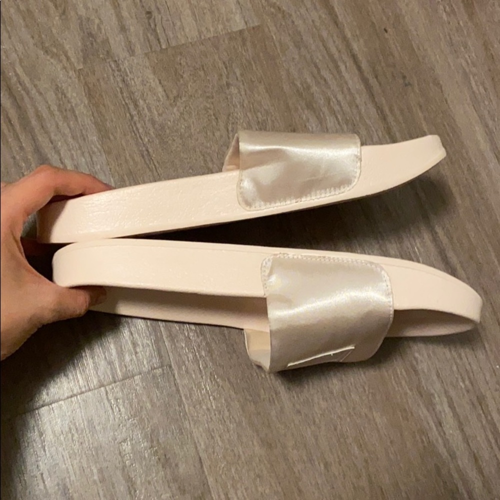 Pink Satin Puma Slides - Picture 2 of 3